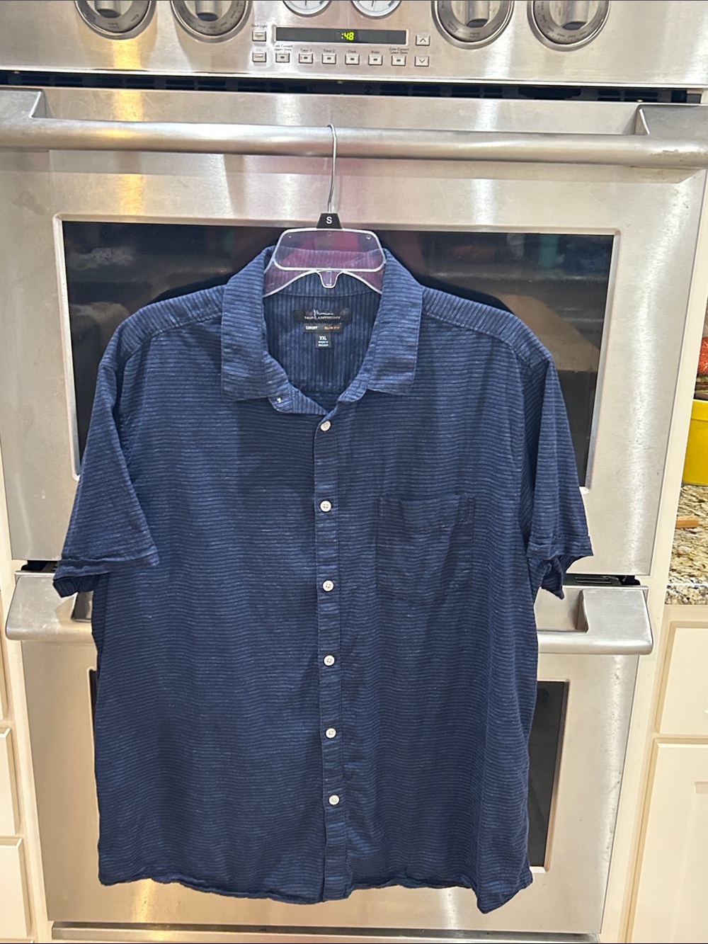 Marc Anthony Navy Short-Sleeve Button-Down Shirt